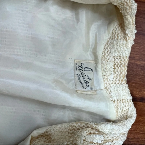 Vintage 1960s A Winter Product Crop Jacket Fur Trim Size S Cream - Picture 7 of 9